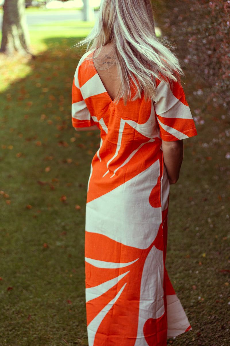 Sadie Dress ~ Burnt Orange & Cream