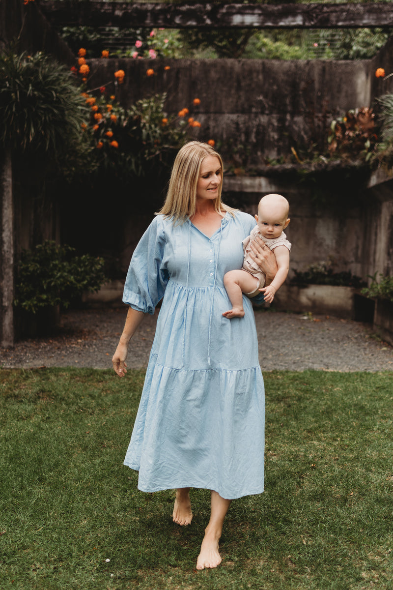 maternity maxi dress nz Lilou | Frankie Maxi Dress - Sky Blue | Maternity Dress