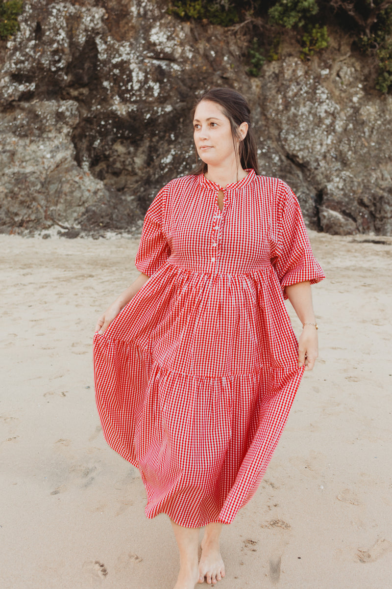Frankie Maxi Dress ~ Red Gingham