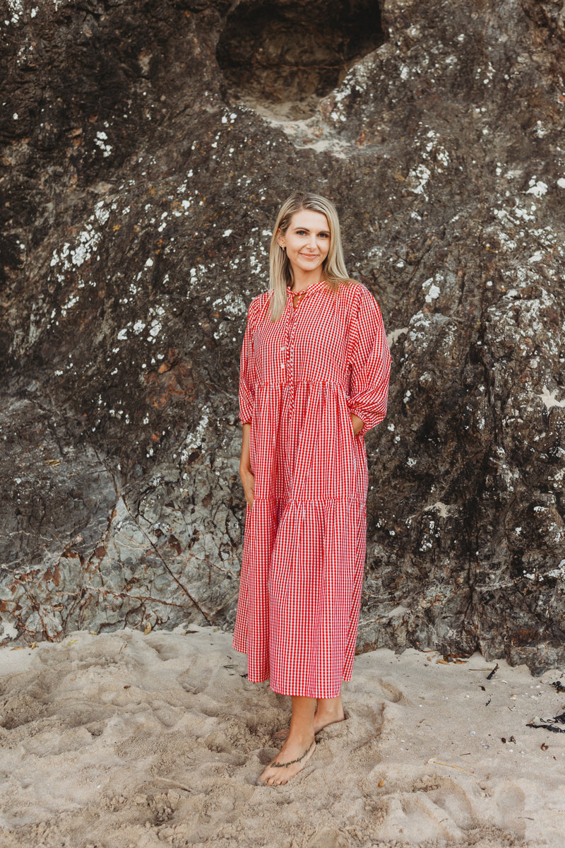 Frankie Maxi Dress ~ Red Gingham