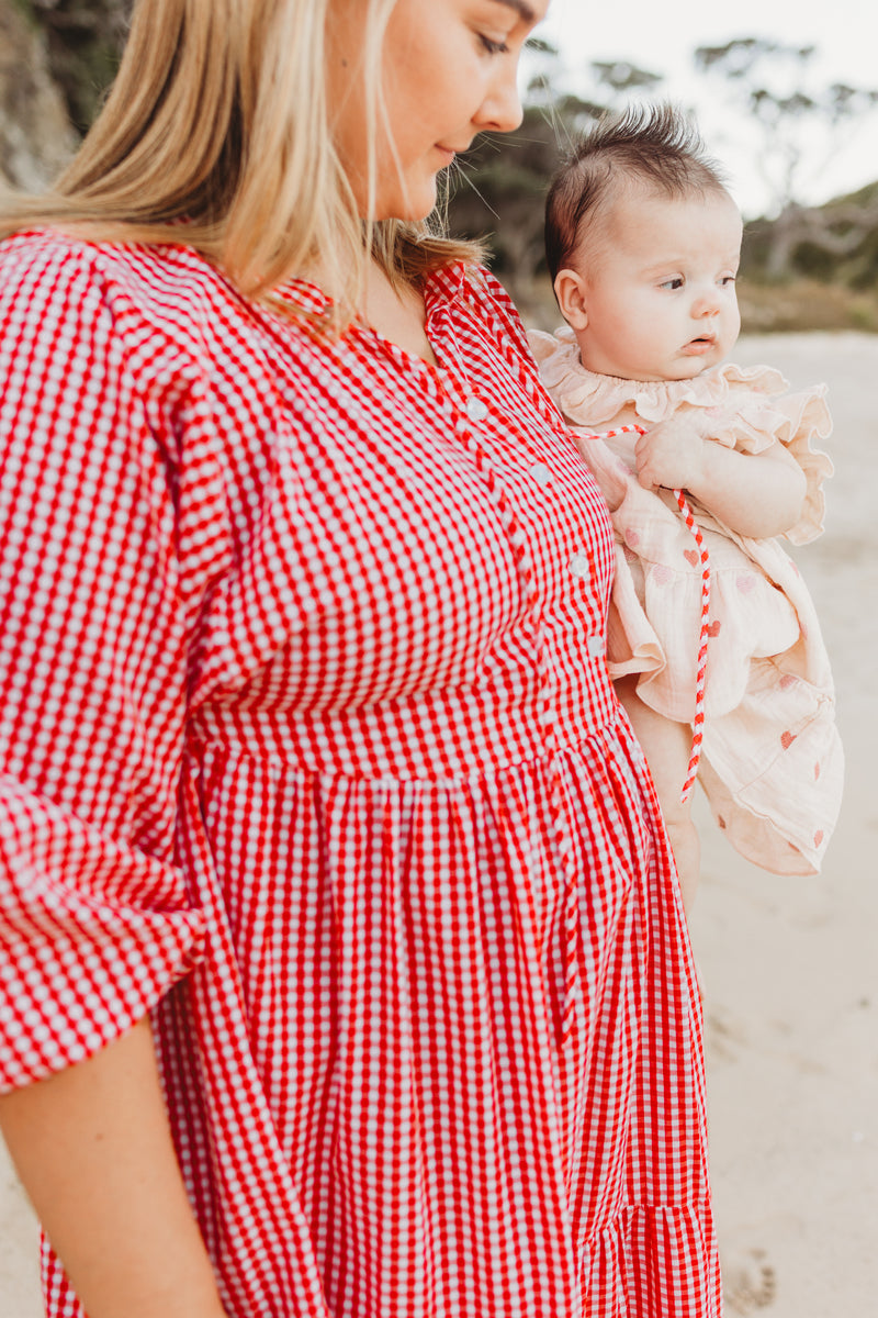 red gingham dress maternity Jessie Dress in Red Gingham L