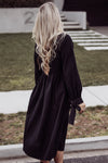 Black maternity dress with tie sleeves