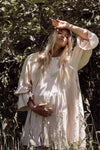 Beige breastfeeding maternity dress