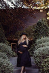 black midi length pregnancy dress