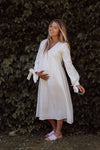 Off white long sleeve maternity dress