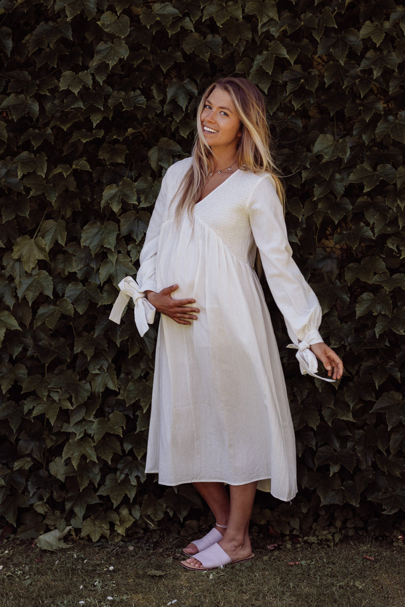 White long sleeve lace Maternity Dress – Rentals SA